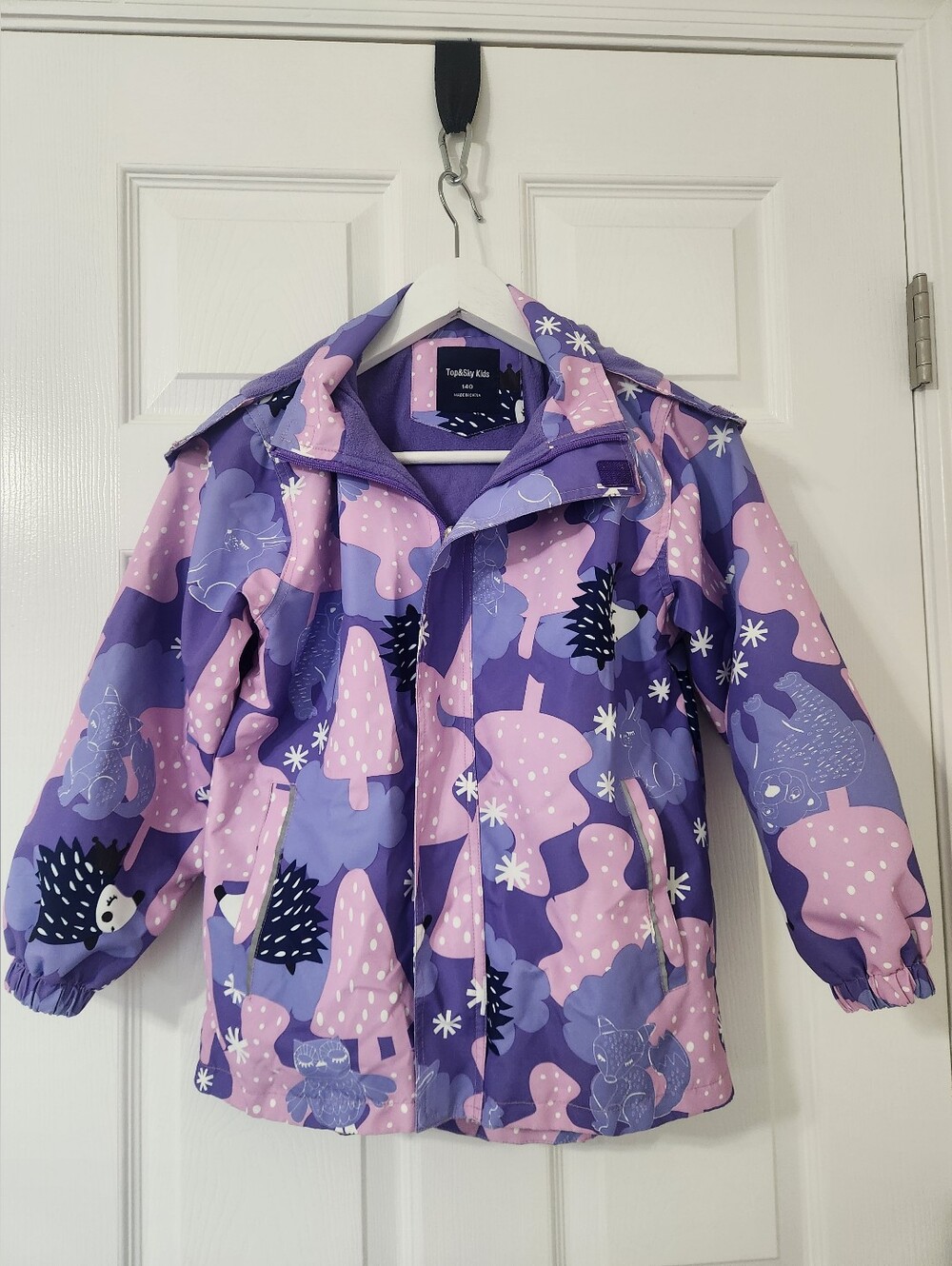 Girls Fleece Lined Water Resistant Removable Hood Jacket Size 10
